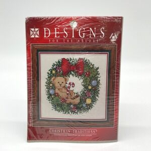 Leisure Arts Christmas Traditions Theodore Bear Counted‎ Cross Stitch Kit Sealed